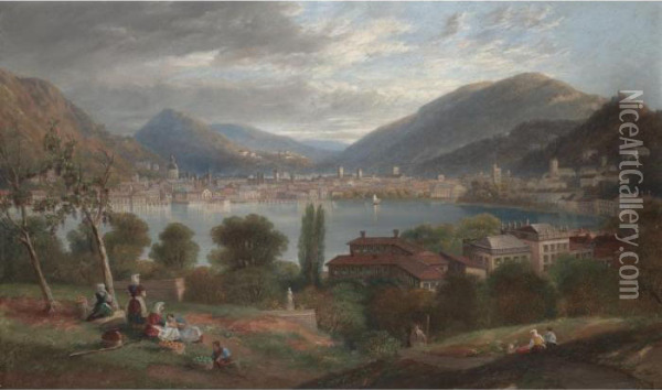 The City Of Como Oil Painting - John Wilson Carmichael
