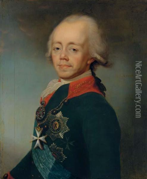 Portrait Of Emperor Paul I Of Russia Oil Painting - Dmitrii Grigorievich Levitskii