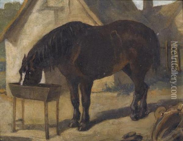 Pferd An Der Tranke Oil Painting - Theodore Gericault