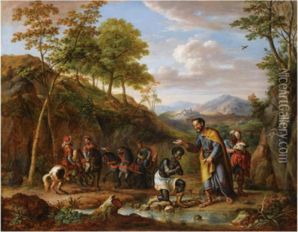 The Baptism Of The Eunuch Oil Painting - Maximillian Neustuck