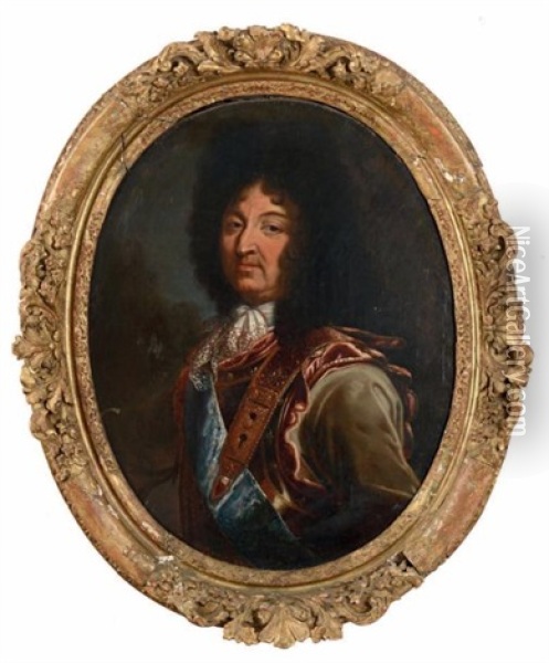 Portrait Du Roi Louis Xiv En Armure Oil Painting - Hyacinthe Rigaud