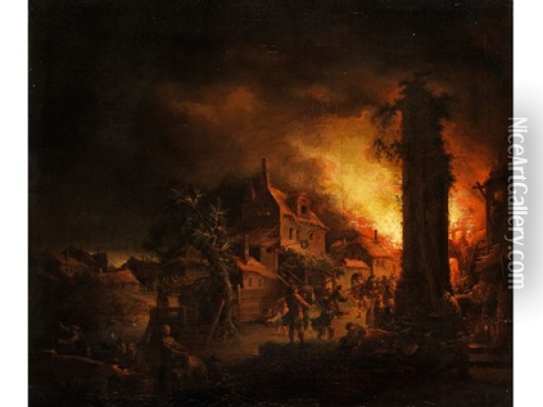 Feuersbrunst Oil Painting - Egbert Lievensz van der Poel
