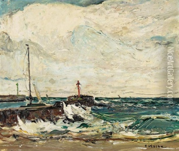 Hafen Von Stolpemunde An Der Ostsee Oil Painting - Ernst Kolbe