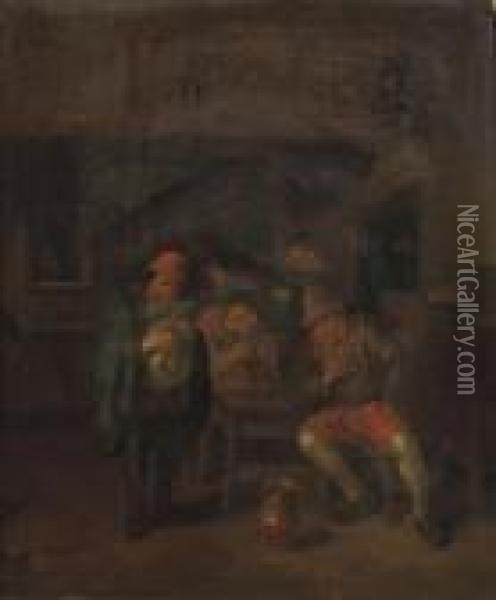 Peasants Making Music In A Tavern Oil Painting - Maarten Van Heemskerck