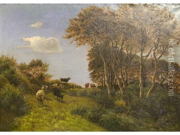 Paysage Au Troupeau De Vaches Oil Painting - Carl Milton Jensen