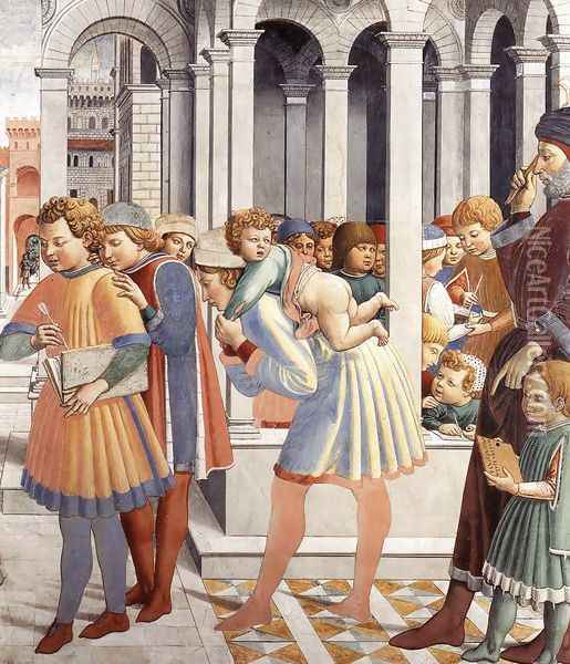 The School of Tagaste (detail) 1464-65 Oil Painting - Benozzo di Lese di Sandro Gozzoli