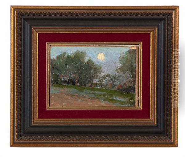 Moonlit Landscape Oil Painting - Henry F. Farny