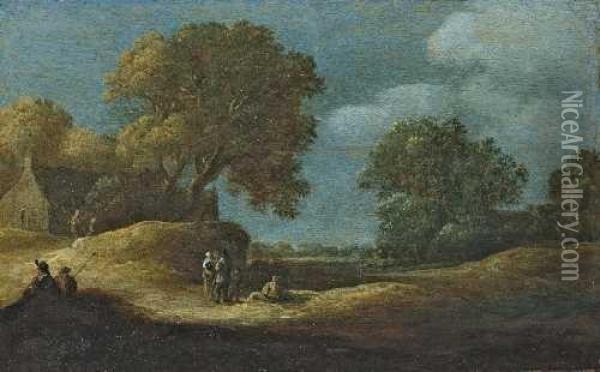 Landschaft Mit Bauernhaus. Oil Painting - Jan van Goyen