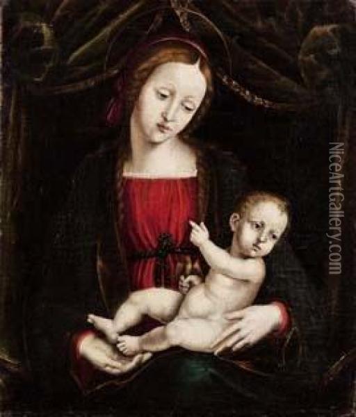Madonna Col Bambino Oil Painting - Marco d' Oggiono