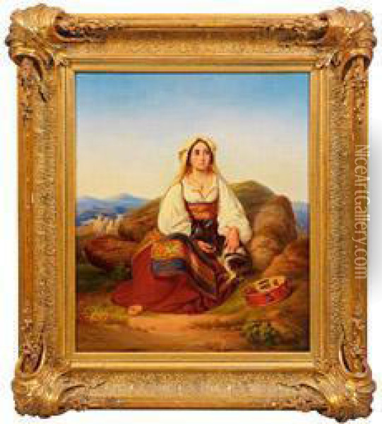 Italienischesmadchen Mit Zicklein Oil Painting - Louis-Leopold Robert