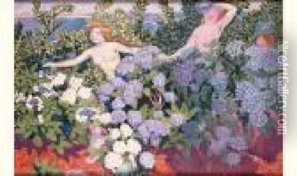 Nymphes Des Hortensias Oil Painting - Maurice Denis