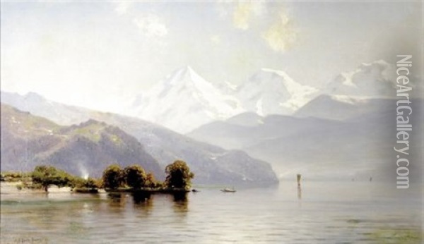 Lake Scene Oil Painting - Mauritz Frederick Hendrick de Haas