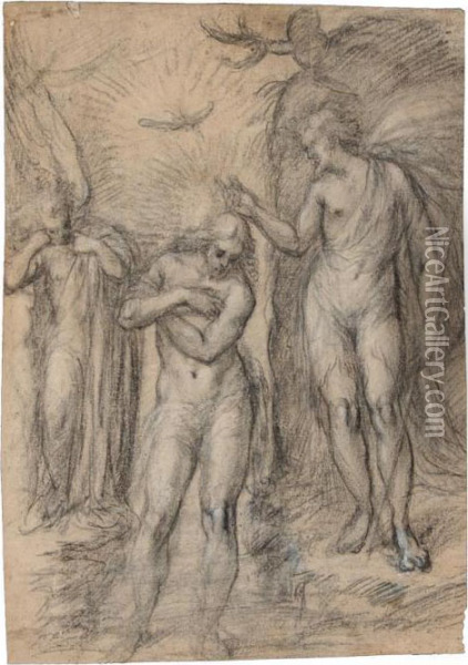Il Battesimo Di Cristo Oil Painting - Giovanni Andrea Donducci (see MASTELLETTA)