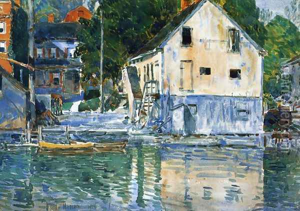 Casa Eby, Cos Cob Oil Painting - Frederick Childe Hassam