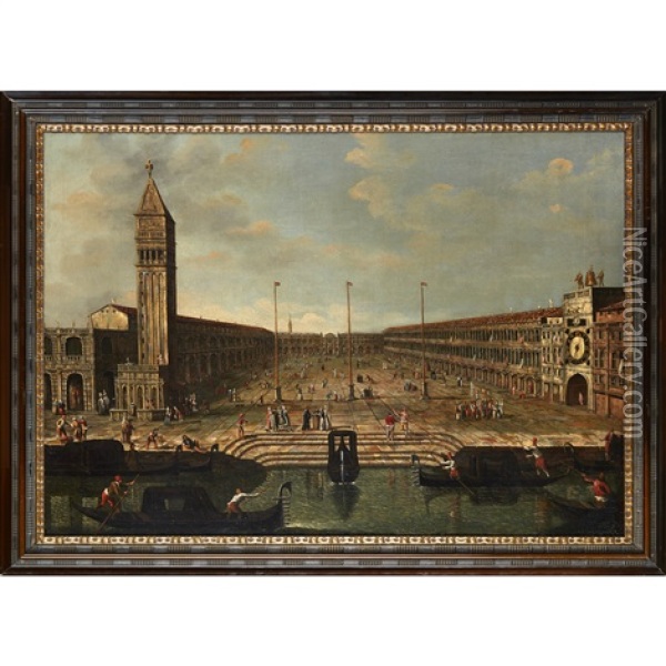 A Capriccio View Of The Piazza San Marco, Looking West Oil Painting - Michele Marieschi