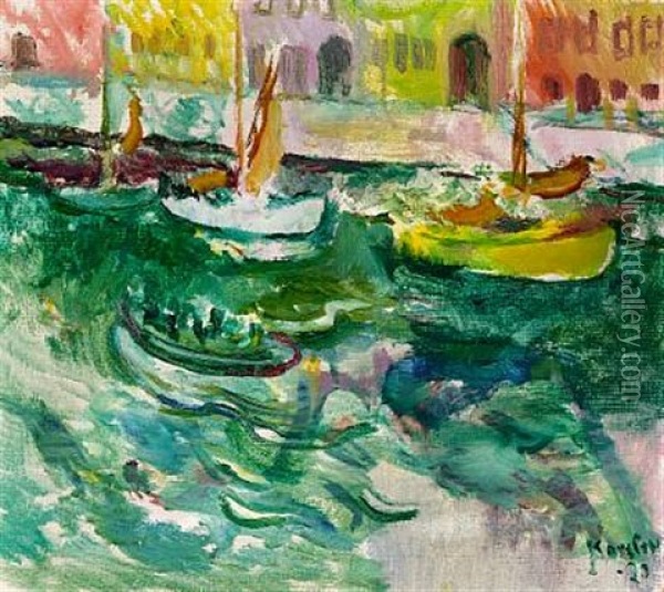 Water View With Sailboats In Nyhavn, Copenhagen Oil Painting - Ludvig Peter Karsten