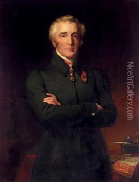 Portrait Of Arthur Wellesley, 1st Duke Of Wellington Oil Painting - Henry Perronet Briggs