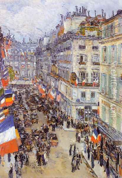 July Fourteenth, Rue Daunou Oil Painting - Frederick Childe Hassam