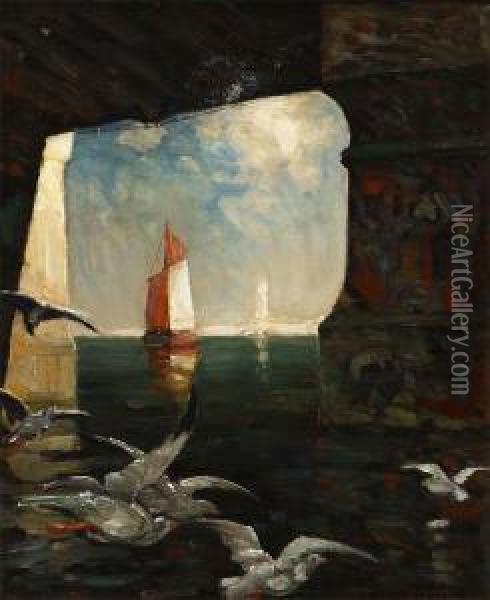 Under The Bridge Oil Painting - Frank Coburn