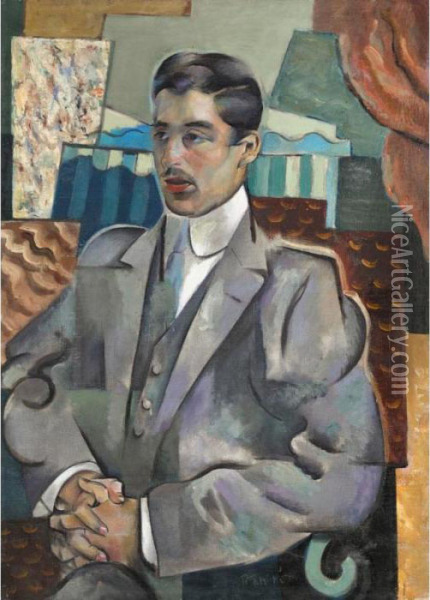 Portrait Of An Ambassador, Circa 1910 Oil Painting - Vladimir Baranoff-Rossine