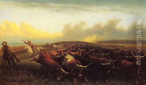 Cattle Drive No. 1 Oil Painting - James Walker