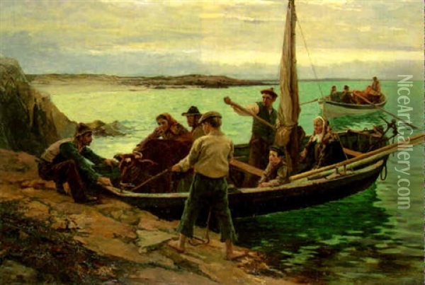 Coming Ashore, Connemara Oil Painting - William H. Bartlett