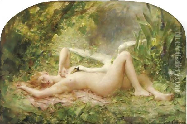 Leda And The Swann Oil Painting - Leon Francois Comerre