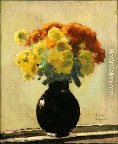Vase Garni De Fleurs Oil Painting - Emile Lecomte