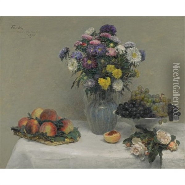 Fleurs Et Fruits Oil Painting - Henri Fantin-Latour