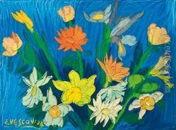 Flores Oil Painting - A. Vescovi