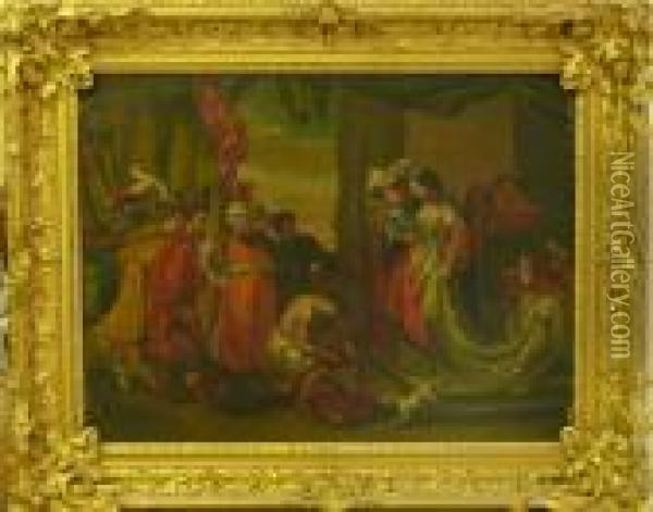 Allegorisk, Historisk Figurscen Med Hogattad Dam. Oil Painting - Peter Paul Rubens