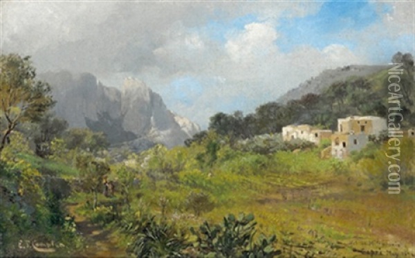 Capri, Val Di Mitramonio Oil Painting - Edward Theodore Compton
