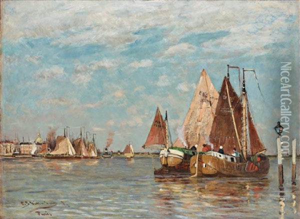 Fiskeskutor, Holland (fishing Boats, Holland) Oil Painting - Carl Skanberg