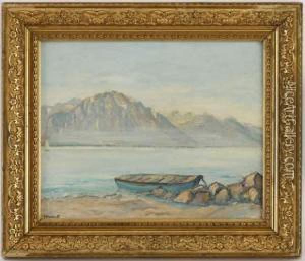 Barque Au Bord Du Leman Oil Painting - Pierre Pignolat