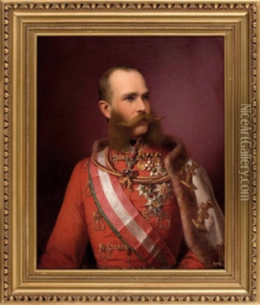 Brustbild Von Kaiser Franz Josef In Ungarischem Konigsornat Oil Painting - Franz Russ the Younger