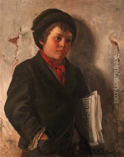 Newspaper Boy Oil Painting - Evelyn Mooney Fullonton