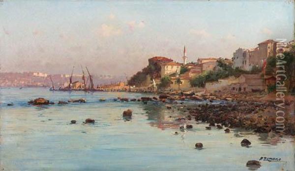 The Shores Of The Bosphorus Oil Painting - Fausto Zonaro