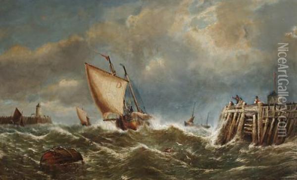 Shipping In A Swell Oil Painting - William Broome Of Ramsgate