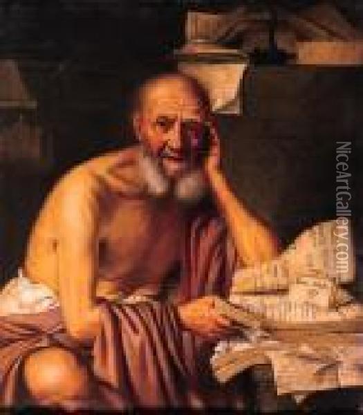 Socrates Oil Painting - Michelangelo Merisi Da Caravaggio