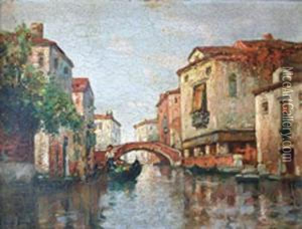Canal A Venise. Oil Painting - Maurice Bompard