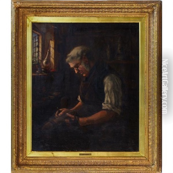The Shoemaker Oil Painting - John F. Pasmore