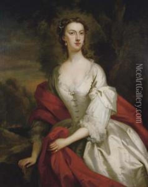 Portrait Of Lady Albermarle Oil Painting - John Vanderbank
