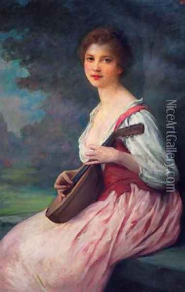 La mandoline (The Mandolin) Oil Painting - Lenoir Charles Amable