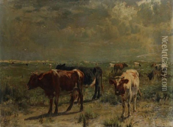 Koeien In De Duinen Oil Painting - Emile Van Damme-Sylva