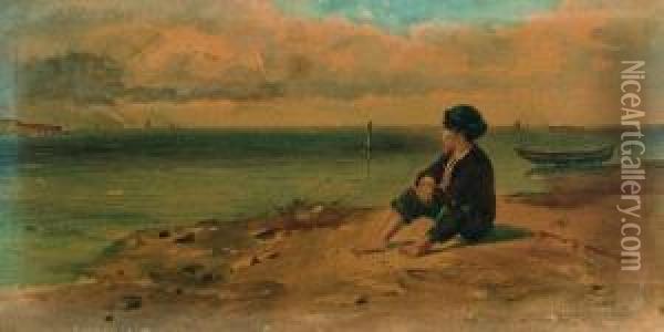 Bambino Sulla Spiaggia Oil Painting - Antonio Varni