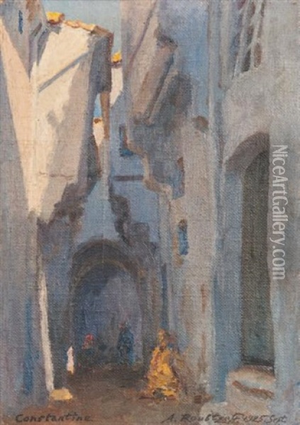Rue Animee A Constantine Oil Painting - Alexandre Roubtzoff