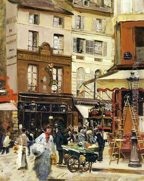 Rue de Montmartre Oil Painting - Jean-Francois Raffaelli