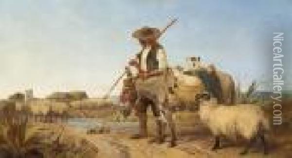 A Spanish Shepherd Oil Painting - Richard Ansdell