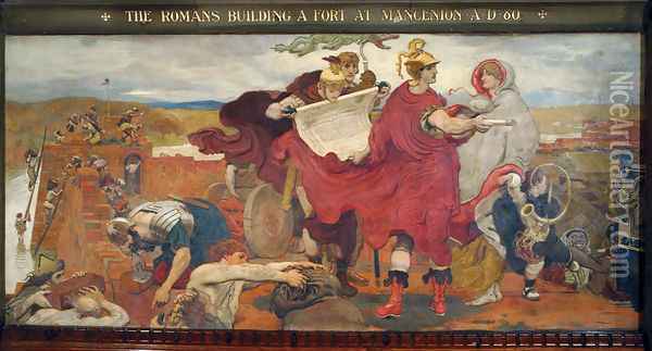 The Romans Building a Fort at Mancenion Oil Painting - Ford Madox Brown