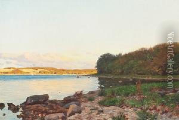 Rodenland At Vejle Inlet With Manor Oil Painting - Godfred B.W. Christensen